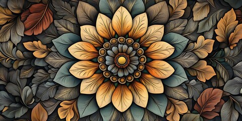 Fototapeta premium Bohemian-Inspired Floral Mandala with Intricate Details