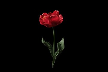 Fototapeta premium Red tulip flower blooming timelapse showcasing nature's beauty in vibrant detail, Red tulip flower blooming timelapse in