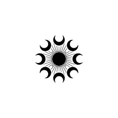 Minimalist Sun & Moon Symbol, Black & White Celestial Design