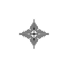Minimalist Geometric Starburst Design, Black on White, Modern Logo