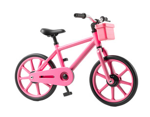 Pink bicycle with basket for children