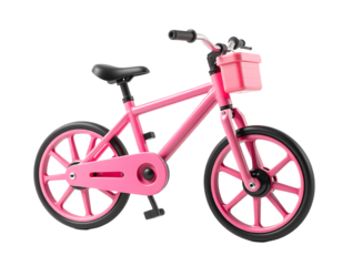 Pink bicycle with basket for children