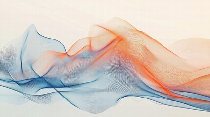 Obraz premium Abstract Flowing Waves in Blue and Orange Tones with Soft Gradients