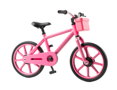 Pink bicycle with basket for children