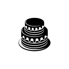 Minimalist Black & White Two-Tier Cake Icon on Gray Background
