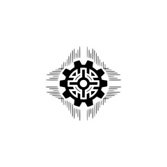 Minimalist Gear Icon with Radial Lines: Technology, Innovation, Concept
