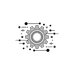 Fototapeta premium Minimalist Gear Icon with Geometric Elements
