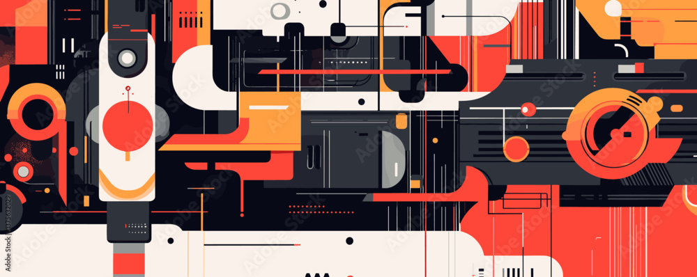 Aufkleber abstract geometric art with bold shapes and colors in a modern design - vector.