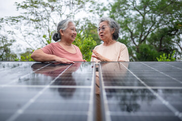 Elderly women with gray hair enjoying a beautiful moment together outdoors