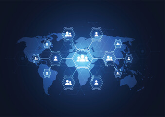 Global network internet connection. Business connecting people. Customer relationship management. Vector Illustration