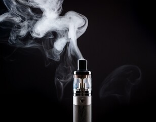 cloudy smoke of electronic cigarette on black background