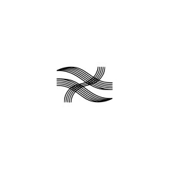 Abstract Minimalist Curved Lines Logo Design in Black on White