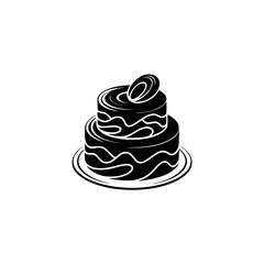 Elegant Black & White Tiered Cake Logo, Vector Design