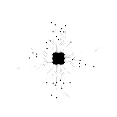 Tech Circuitry Abstract: Central Processor, Binary Code, Minimalist Style