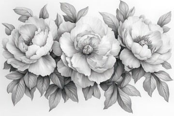 Intricate Floral Illustration Vintage Engraving Peonies Leaves Heart Butterfly Seamless Background