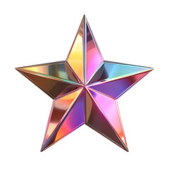 Large and bold star shapes in metallic hues, standing out against a plain white background