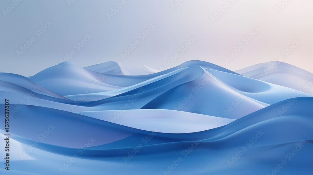 Poster a minimalistic abstract representation of a landscape with soft curves.