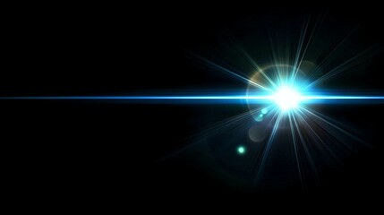 Obraz premium Blue lens flare with starburst light beam 