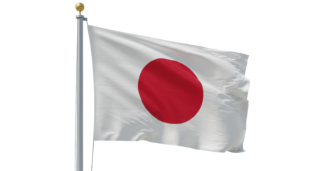 Isolated Flag of Japan Waving on a Pole