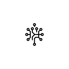 Minimalist Circuit Board Icon on White Background