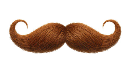 Isolated Brown Curly Mustache Facial Hair Accessory