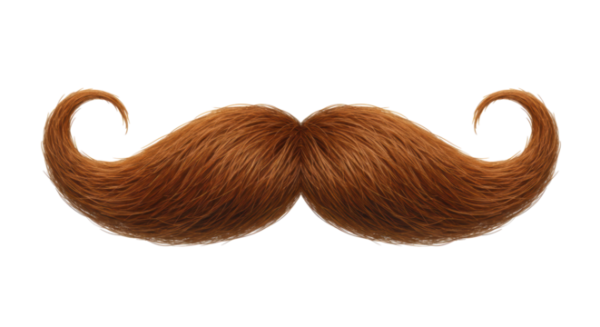 Isolated Brown Curly Mustache Facial Hair Accessory