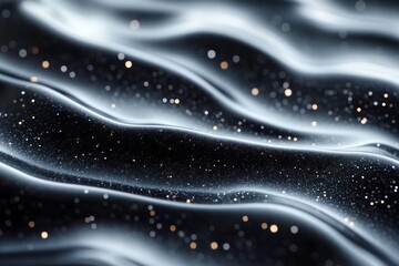Obraz premium Black liquid waves with shimmering sparkles and elegant fluidity in modern minimalist design