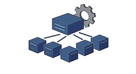 Isolated Network Server Structure with Gear Symbol