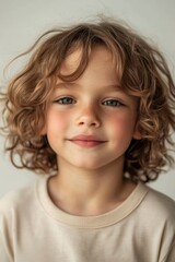 Portrait of a Happy Child with Curly Hair