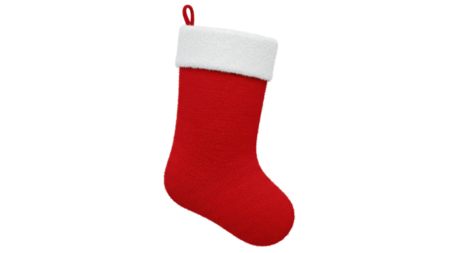 Isolated Red Christmas Stocking with White Cuff