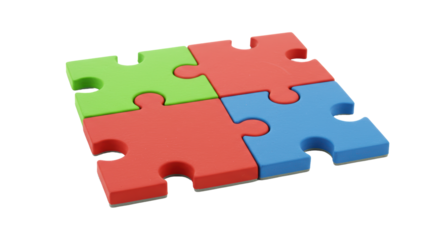 Isolated Interlocking Jigsaw Puzzle Pieces, Four Colors