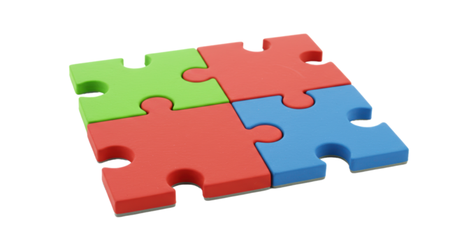 Isolated Interlocking Jigsaw Puzzle Pieces, Four Colors