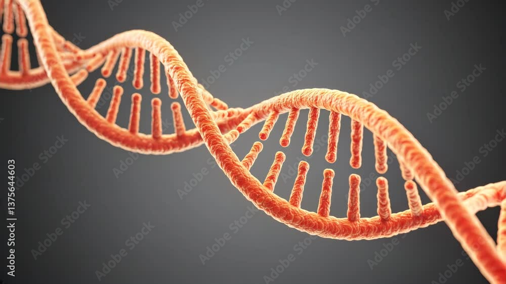 Poster dynamic rotation of vibrant dna helix on dark background
