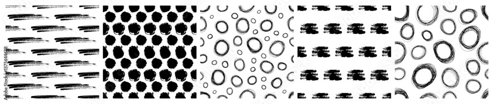 Poster set of seamless patterns with scribble smears