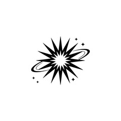 Fototapeta premium Abstract Starburst Graphic with Orbit and Stars on White