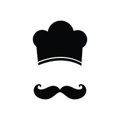 Black silhouette of a chef hat with moustache