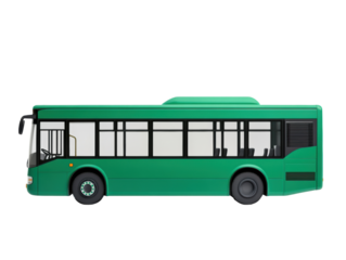 Green city bus for urban transport and commuting purposes, cut out - stock png.