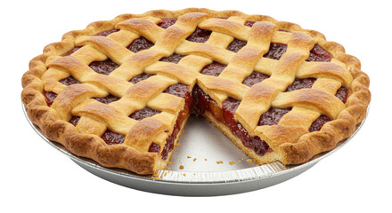 Isolated Cherry Pie with Lattice Crust