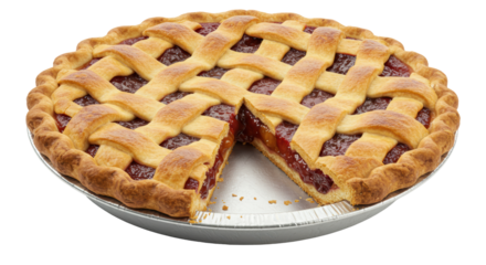 Isolated Cherry Pie with Lattice Crust