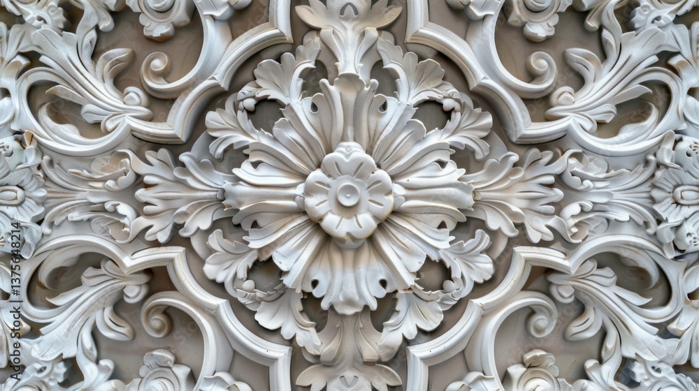 Poster an elegant abstract pattern in shades of white, creating a clean design.