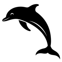 Fototapeta premium A vector silhouette of a dolphin leaping out of the water,