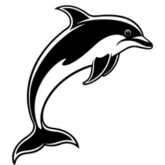 Fototapeta premium A vector silhouette of a dolphin leaping out of the water,