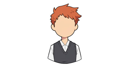 Isolated Faceless Male Student with Red Hair
