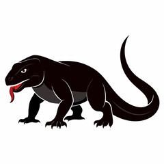 Obraz premium A vector silhouette of a komodo dragon stalking forward, its tongue flicking out