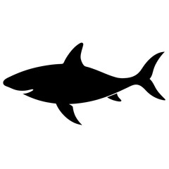 Obraz premium A vector silhouette of a shark swimming with its dorsal fin above water, 