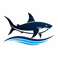 Obraz premium A vector silhouette of a shark swimming with its dorsal fin above water, 