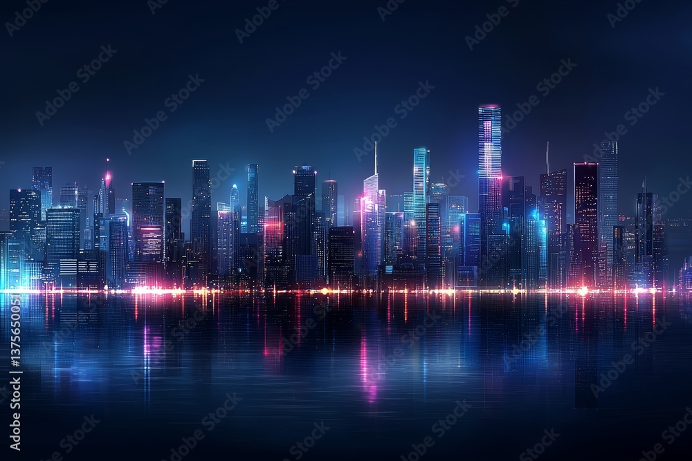 Poster an illustration of a cyber network with blue servers representing advanced technology. stock