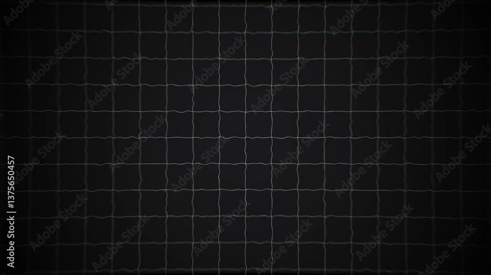 Poster dark background with animated waving white wireframe grid line fit for alpha channel or overlay laye
