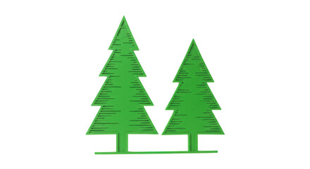 Isolated Green Stylized Christmas Trees Holiday Decoration