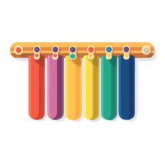 Flat vector glockenspiel mallets, minimalist design, isolated on a white background.

